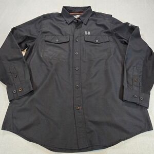 Harley-Davidson Performance Button Up Mens Large Black Mesh Vents Ripstop Logo